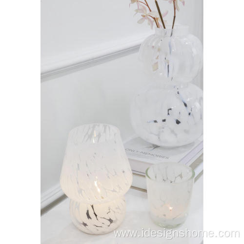 White Glass Candle Holder